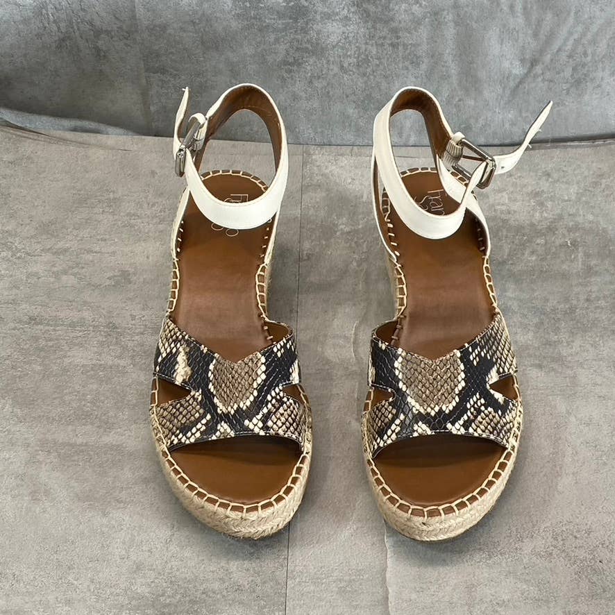 FRANCO SARTO Women's Natural Snake Embossed Pellia Espadrille Sandals SZ 10
