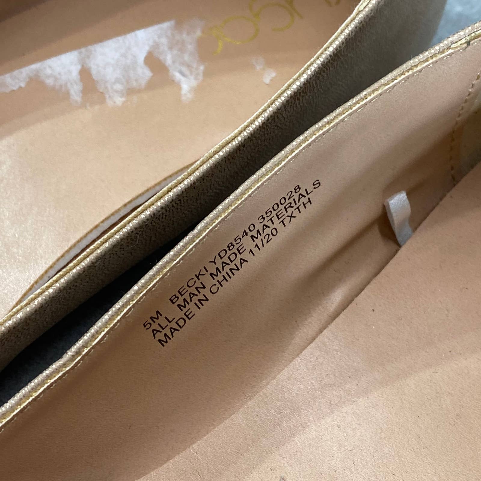 SUGAR Big Girl's Gold Metallic Becki Crisscross Round-Toe Slip-On Flats SZ 5