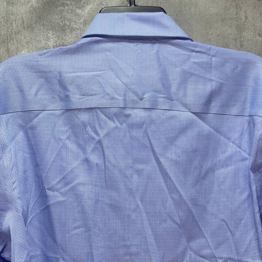 ALFANI Blue Athletic Fit Twill Textured Dress Shirt SZ M