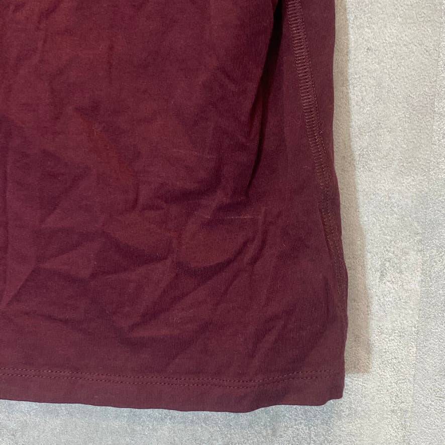 DKNY Sport Women's Burgundy Rhinestone Embellished Logo Crewneck Short Sleeve T-Shirt SZ XS