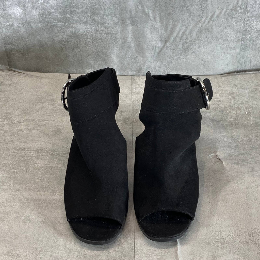 MADDEN GIRL Women's Black Darlynn City Peep-Toe Block-Heel Sandals SZ 8.5