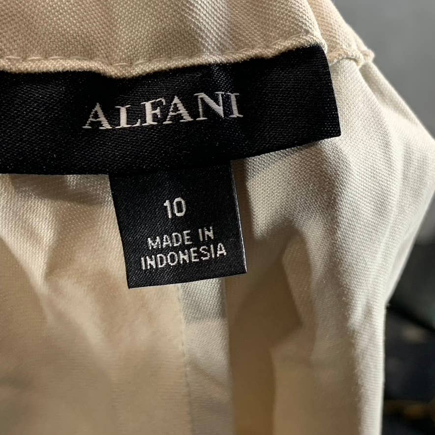 ALFANI Women's Oatmeal Elastic Waist Pocketed Pull-On Midi Skirt SZ 10