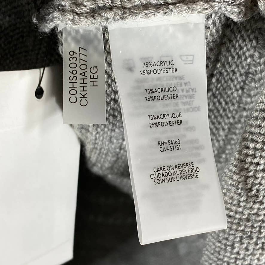 CALVIN KLEIN Women's Heather Granite Buttoned Cowl-Neck Curved-Hem Sweater SZ L