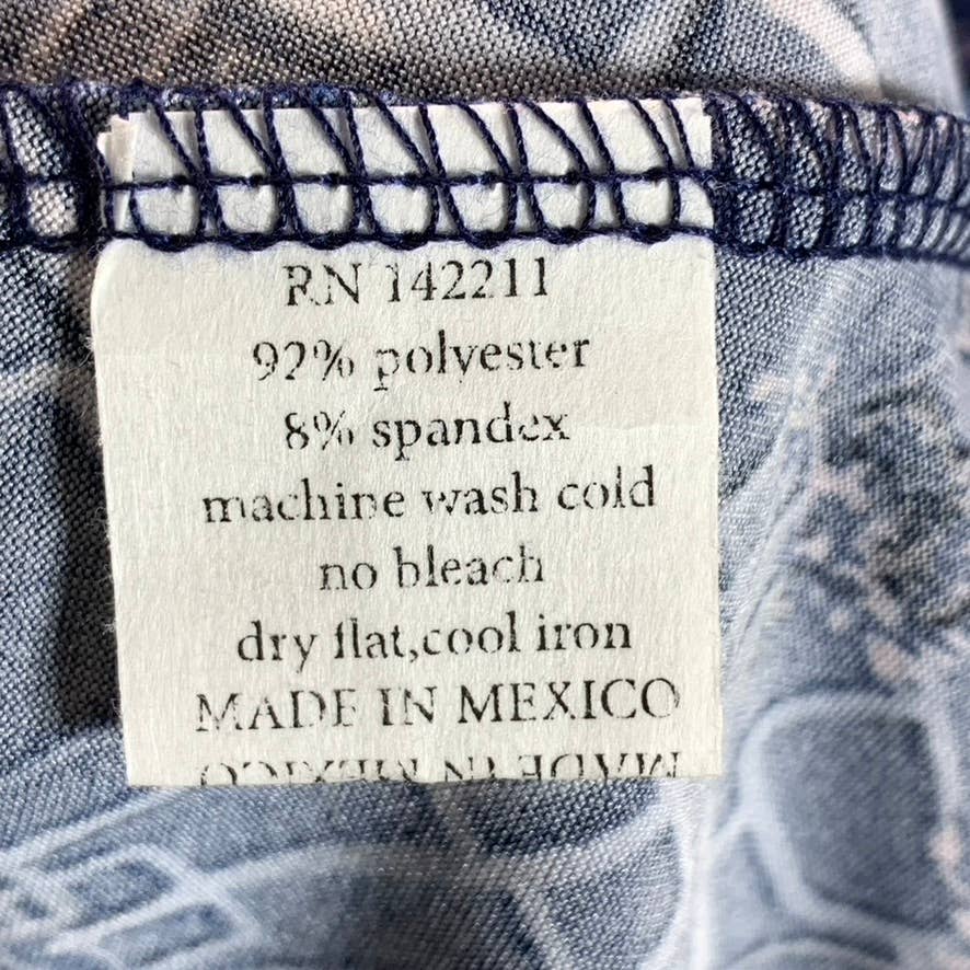 24SEVEN COMFORT APPAREL Women's Blue Printed Elastic Waist Knee-Length Skirt SZS