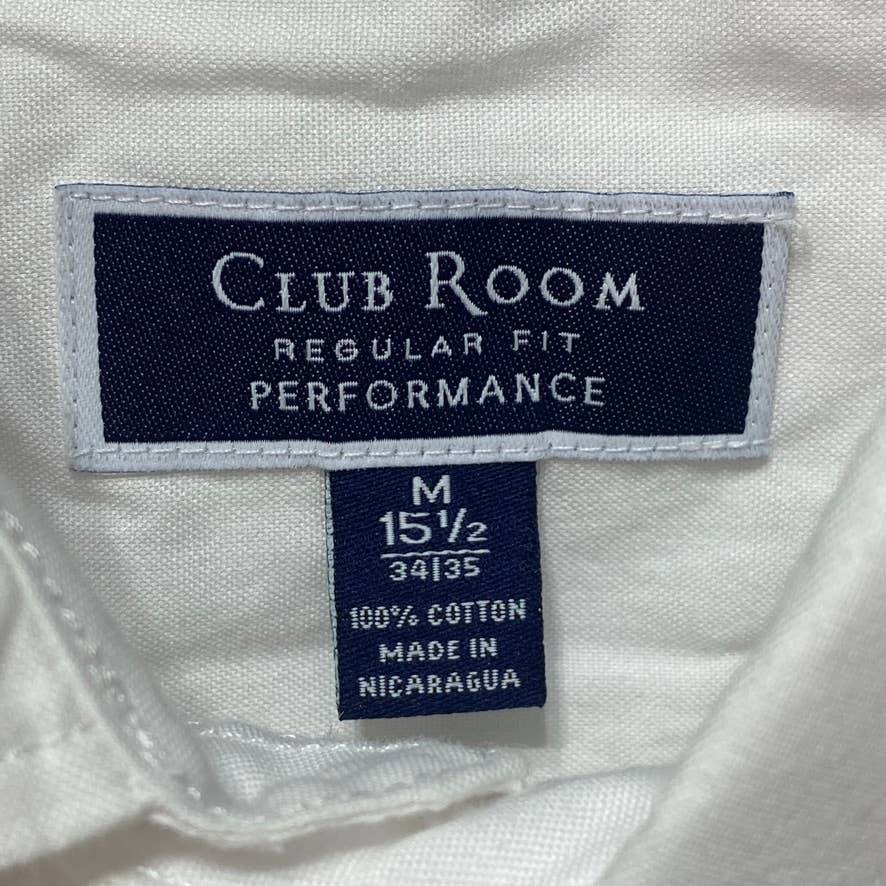 CLUB ROOM Solid White Regular Fit Performance Long Sleeve Shirt SZ M 15.5