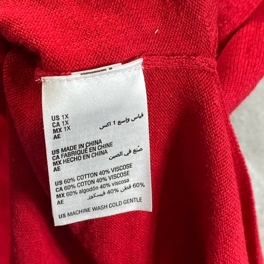 INC INTERNATIONAL CONCEPTS Women's Plus Real Red V-Neck Hi-Low Hem Pullover SZ1X