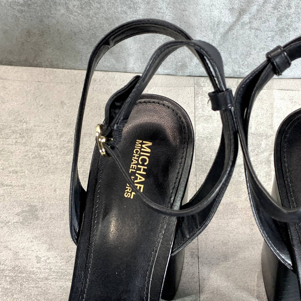 MICHAEL MICHAEL KORS Women's Black Leather Angela Ankle-Strap Dress Sandals SZ10