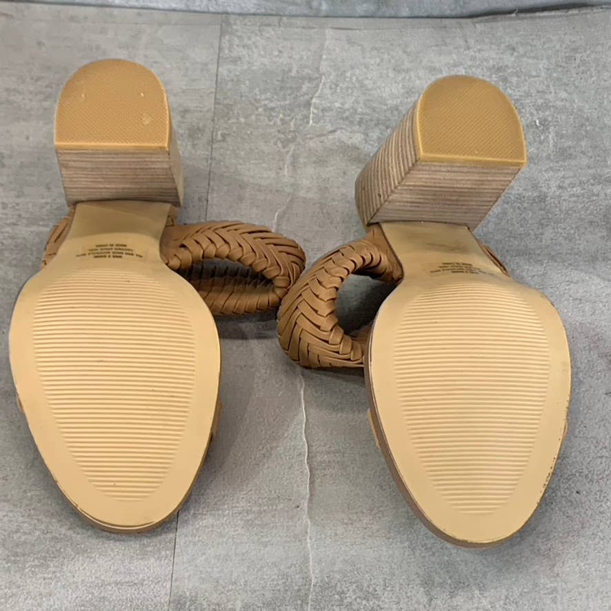 DV DOLCE VITA Women's Tan Bambi Round-Toe Slip-On Stacked-Heel Sandals SZ 9