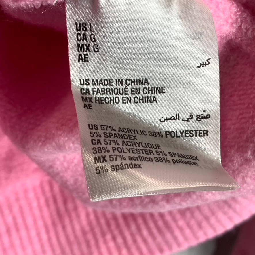INC INTERNATIONAL Women's Pink Ruffle Shoulder Pullover Crewneck Sweater SZ L
