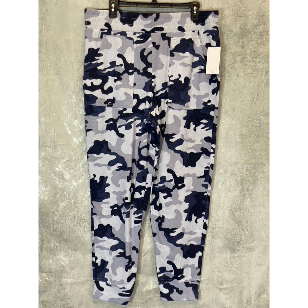 JESSICA SIMPSON Women's Blue Hidden Camo Pull-On 4-Pocket Jogger Pants SZ XL