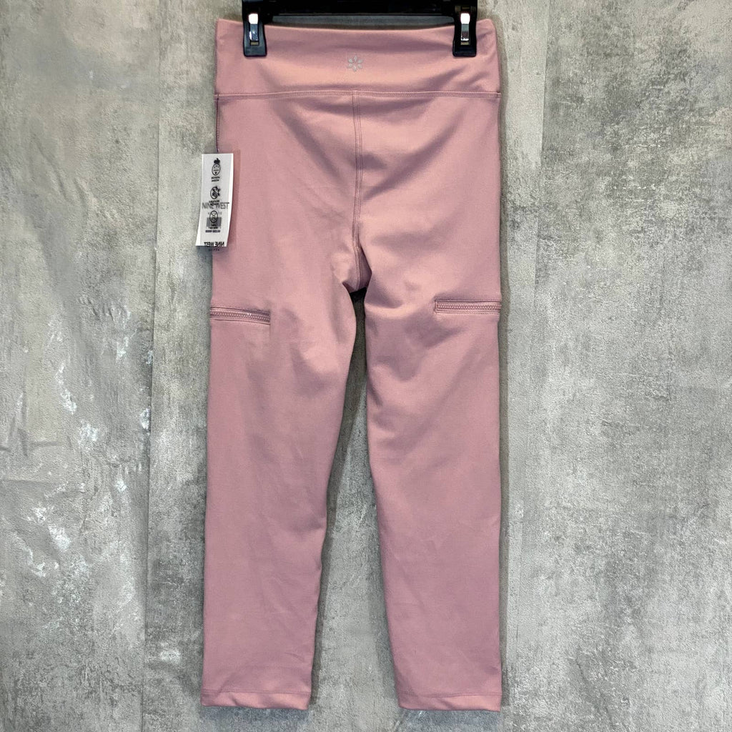 NINE WEST Women's Mauve Shadow Side Zip Stretch Active Pull-On Crop Leggings SZ S
