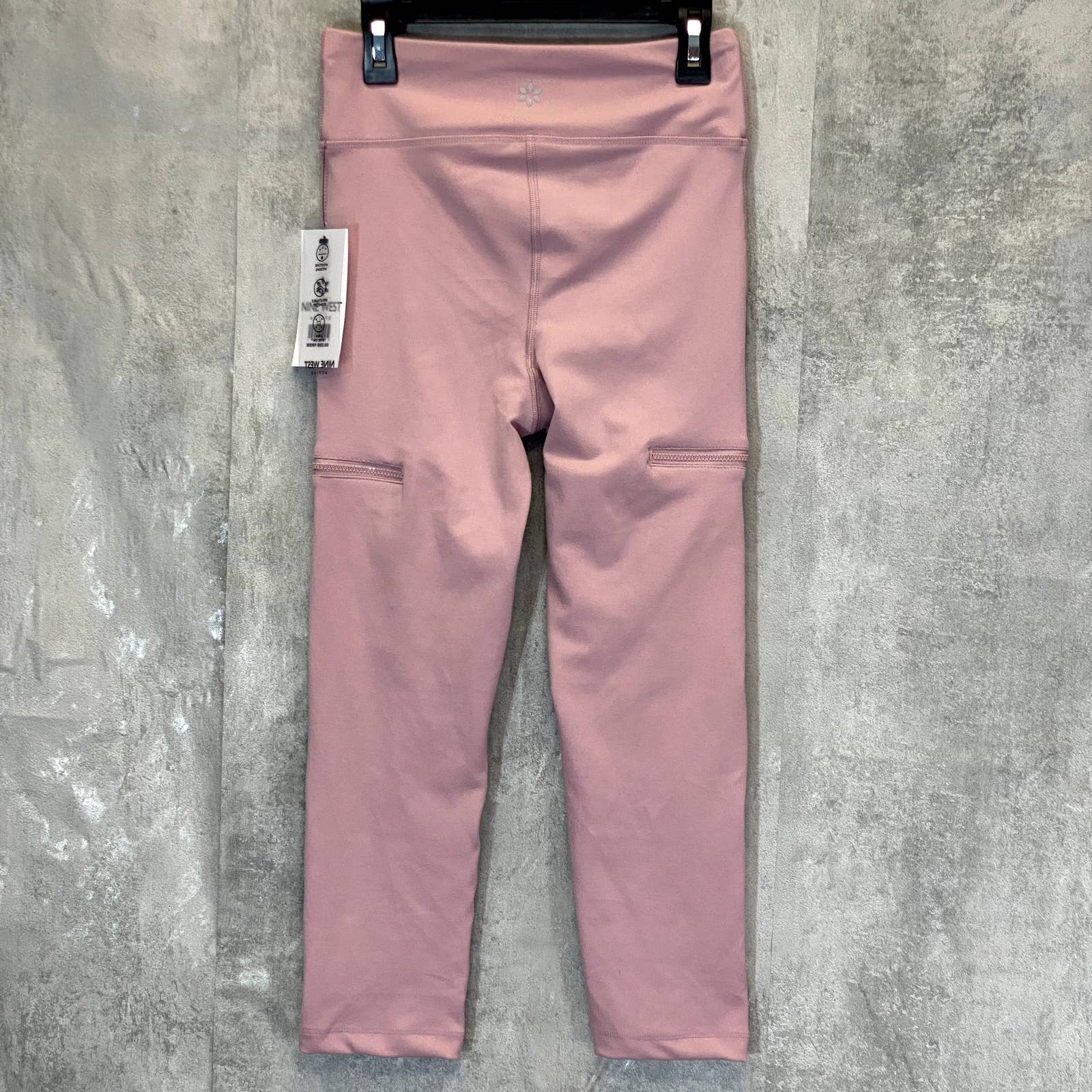 NINE WEST Women's Mauve Shadow Side Zip Stretch Active Pull-On Crop Leggings SZ S