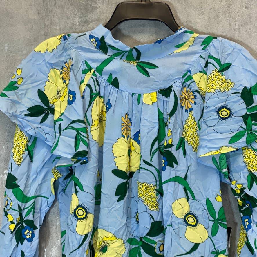 INC INTERNATIONAL CONCEPTS Women's Mabel Bouquet Printed Mock Neck Ruffled Top SZ S