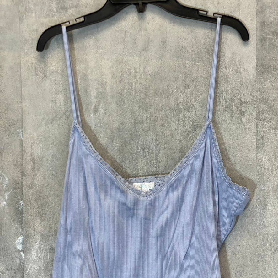 ABOUND Women's Blue Cashmere Lave-Trim V-Neck Rib Knit Camisole SZ XL