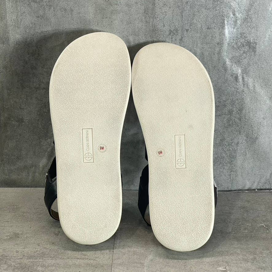 GIANI BERNINI Women's Black Strappy Flixii Faux Leather Casual Sandals SZ 9