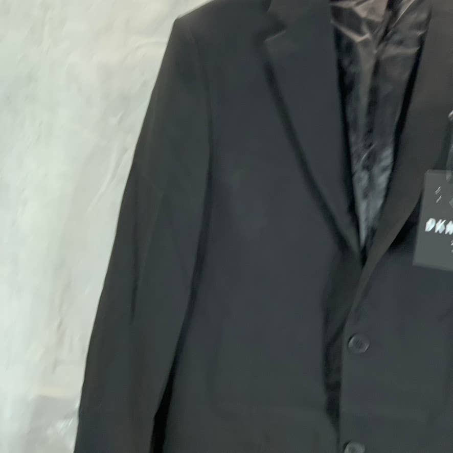 DKNY Men's Solid Black Modern-Fit Stretch Two-Button Suit Jacket SZ 38R