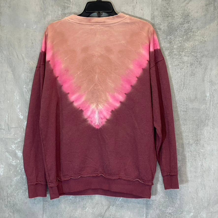 BP. Women's Pink Tie-Dye Crewneck Long Sleeve Pullover Sweater SZ M