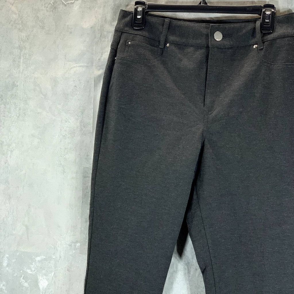 INC Women's Heather Dark Grey High-Rise Curve Creator Ponte-Knit Pants SZ 12