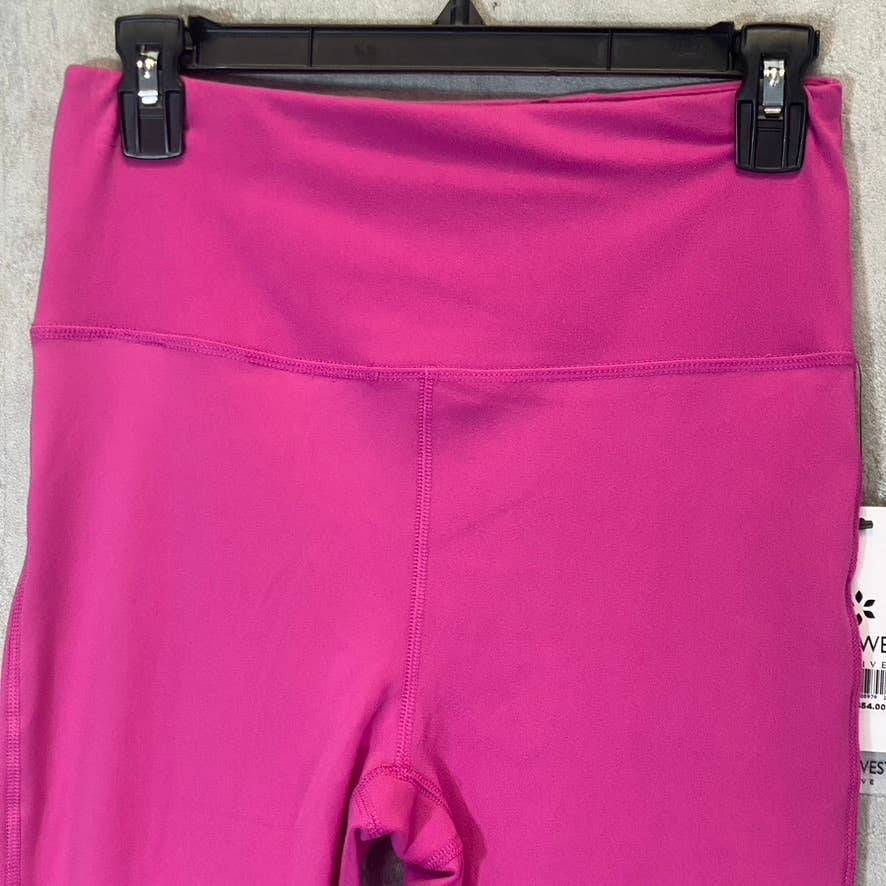 NINE WEST Women's Pink Beauty Crapped Zipper Hem Pull-On Stretch High-Waist Active Leggings SZ M