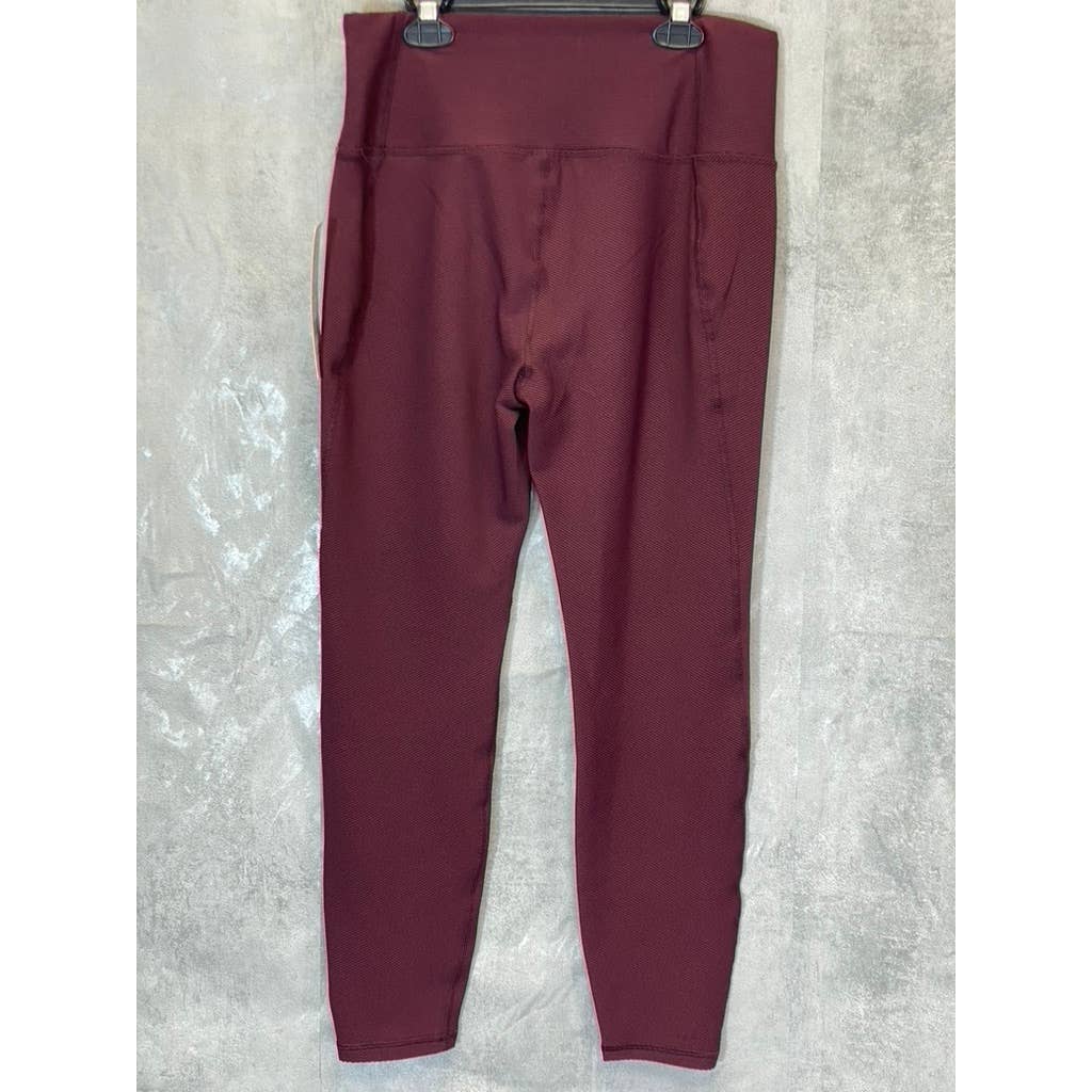 HARMONY & BALANCE Women's Brickstone Ribbed High-Waist Tummy Control Pull-On Active Leggings SZ L