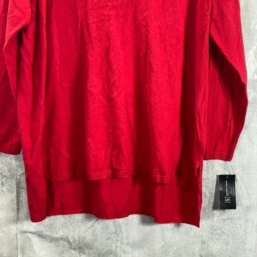 INC INTERNATIONAL CONCEPTS Women's Plus Real Red V-Neck Hi-Low Hem Pullover SZ0X