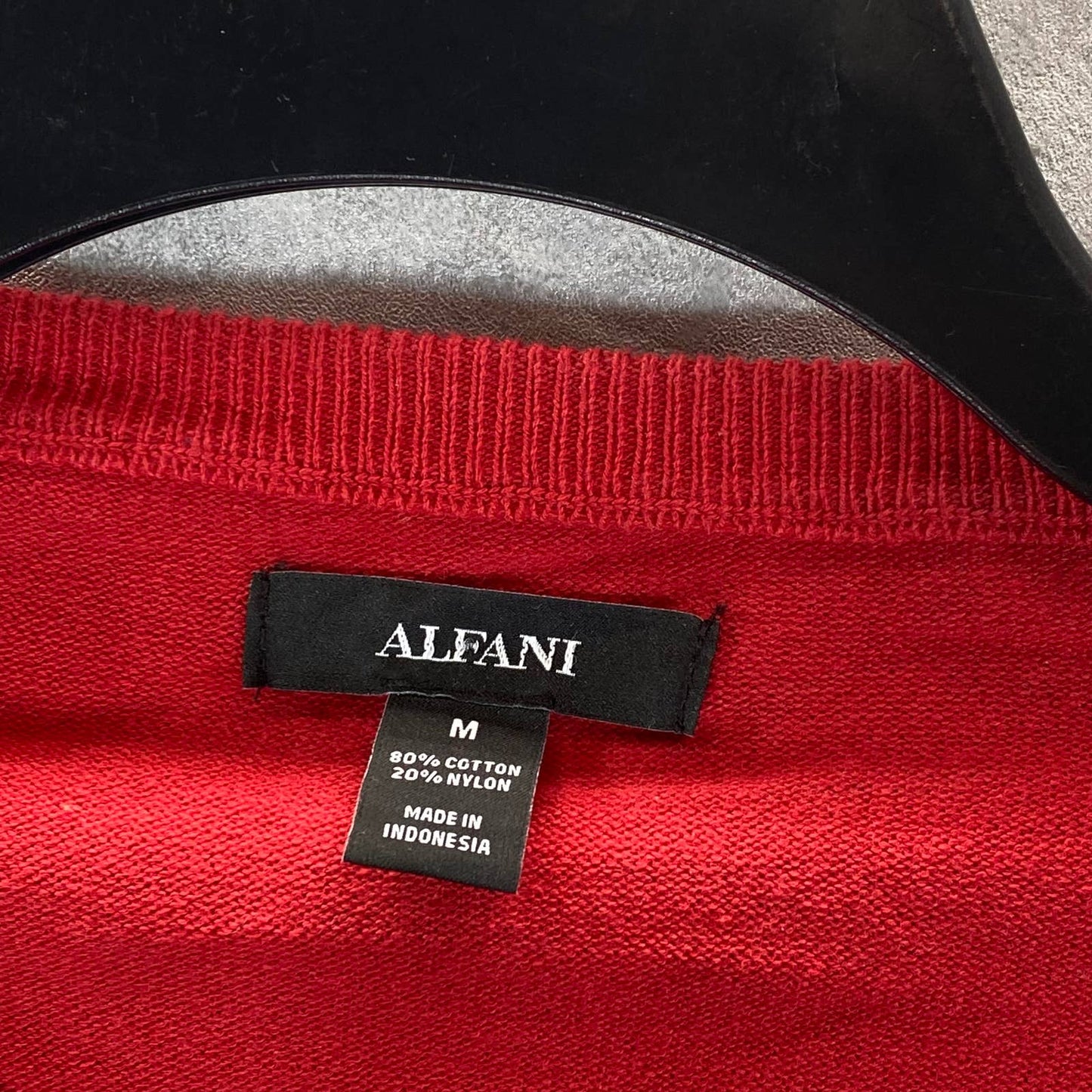 ALFANI Men's Scarlet Sage Solid V-Neck Cotton Long-Sleeve Pullover Sweater SZ M