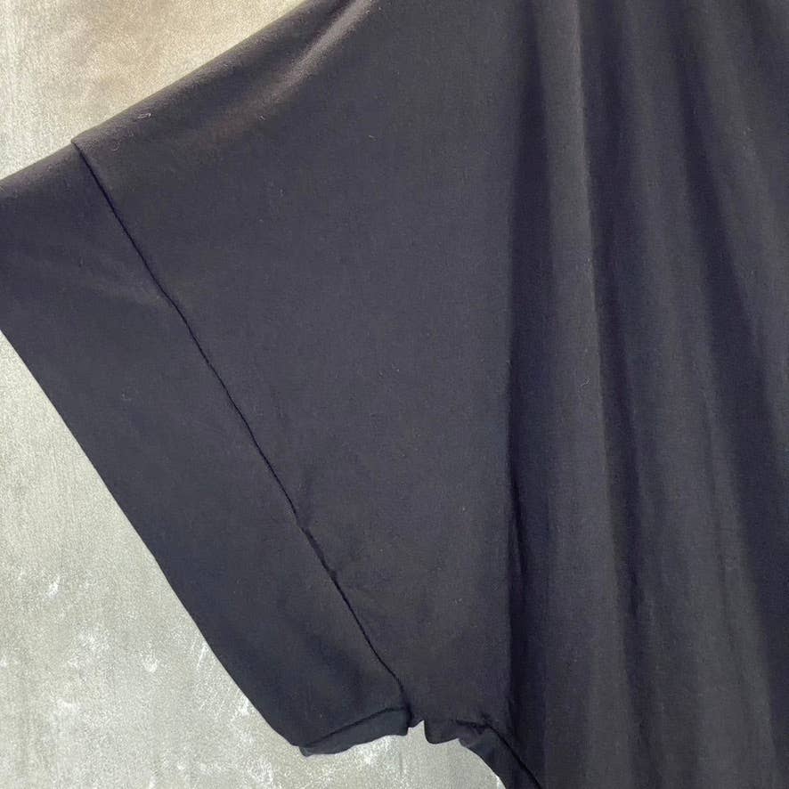 24SEVEN COMFORT APPAREL Women's Black Wide Sleeves Loose-Fit Dolman Top SZ M