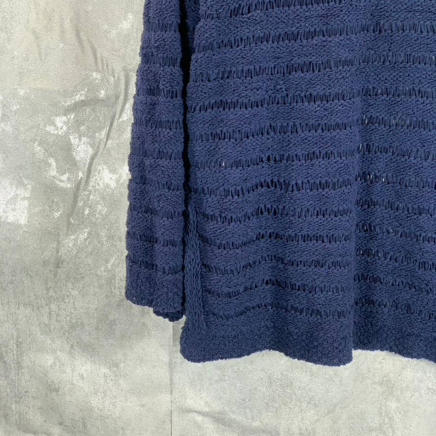 CHARTER CLUB Women's Navy Knit Textured Open-Front Cardigan SZ L