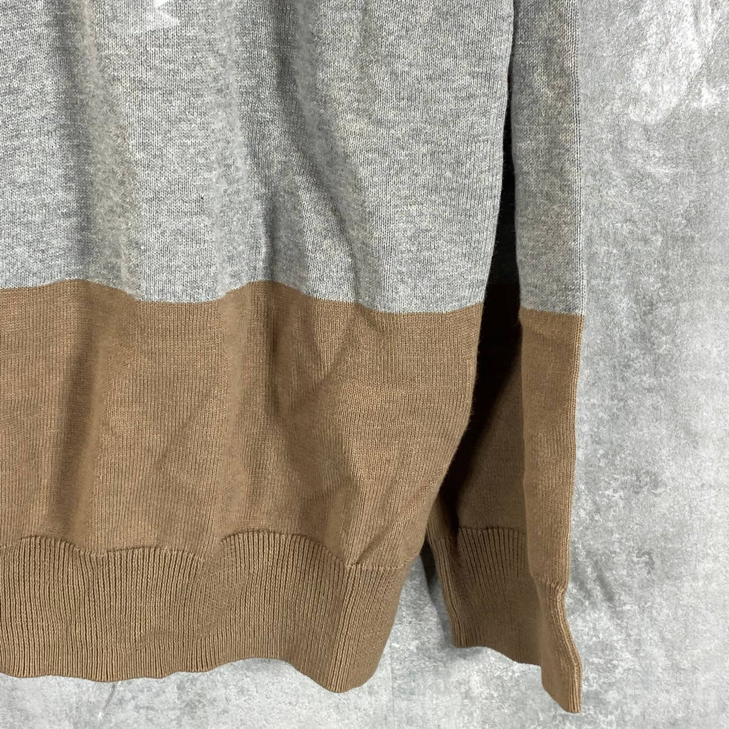 CLUB ROOM Men's Cracked Walnut Colorblock Stripe Crewneck Sweater SZ L