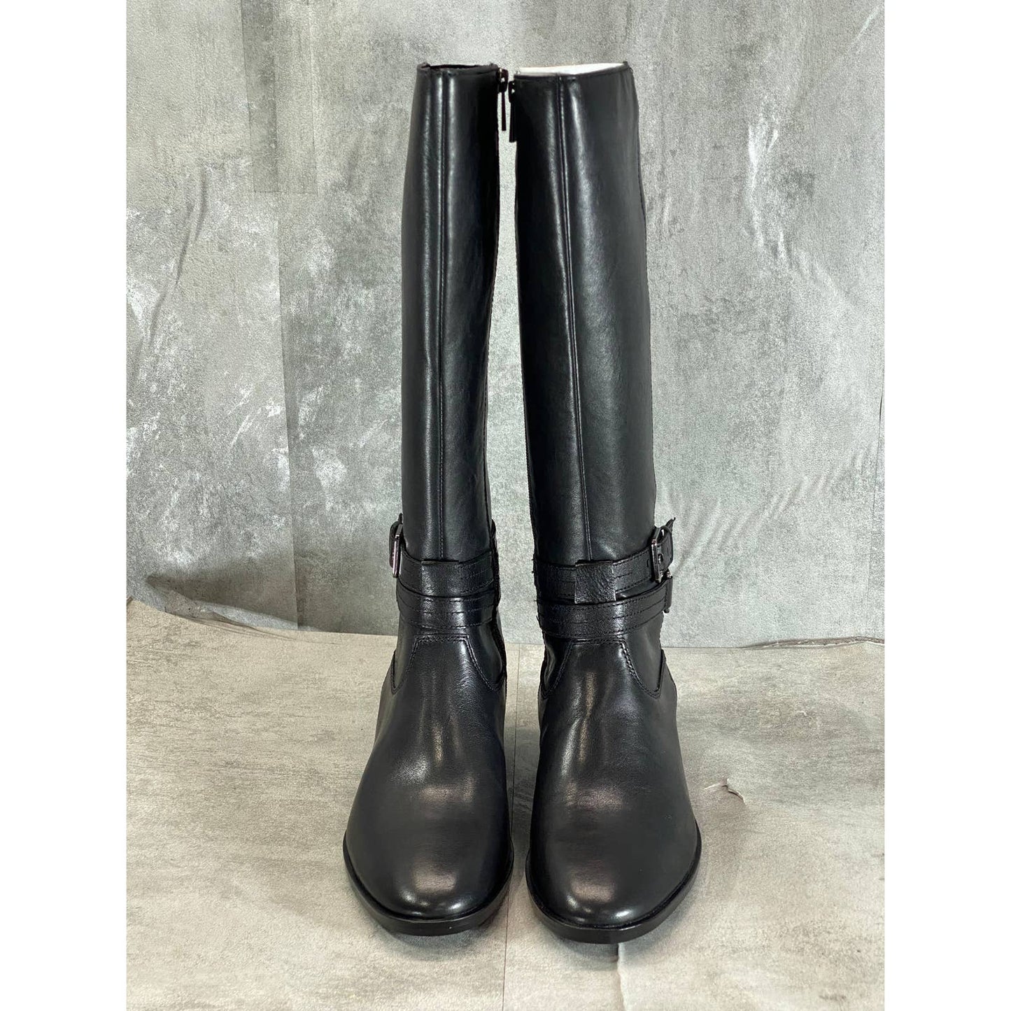 NATURALIZER Women's Wide Black Leather Reid Tall Riding Boots SZ 7W