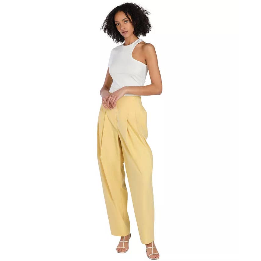 BAR III X NICOLE WILLIAMS ENGLISH Raffia Pleated Wide-Leg Relaxed Pants SZ 8