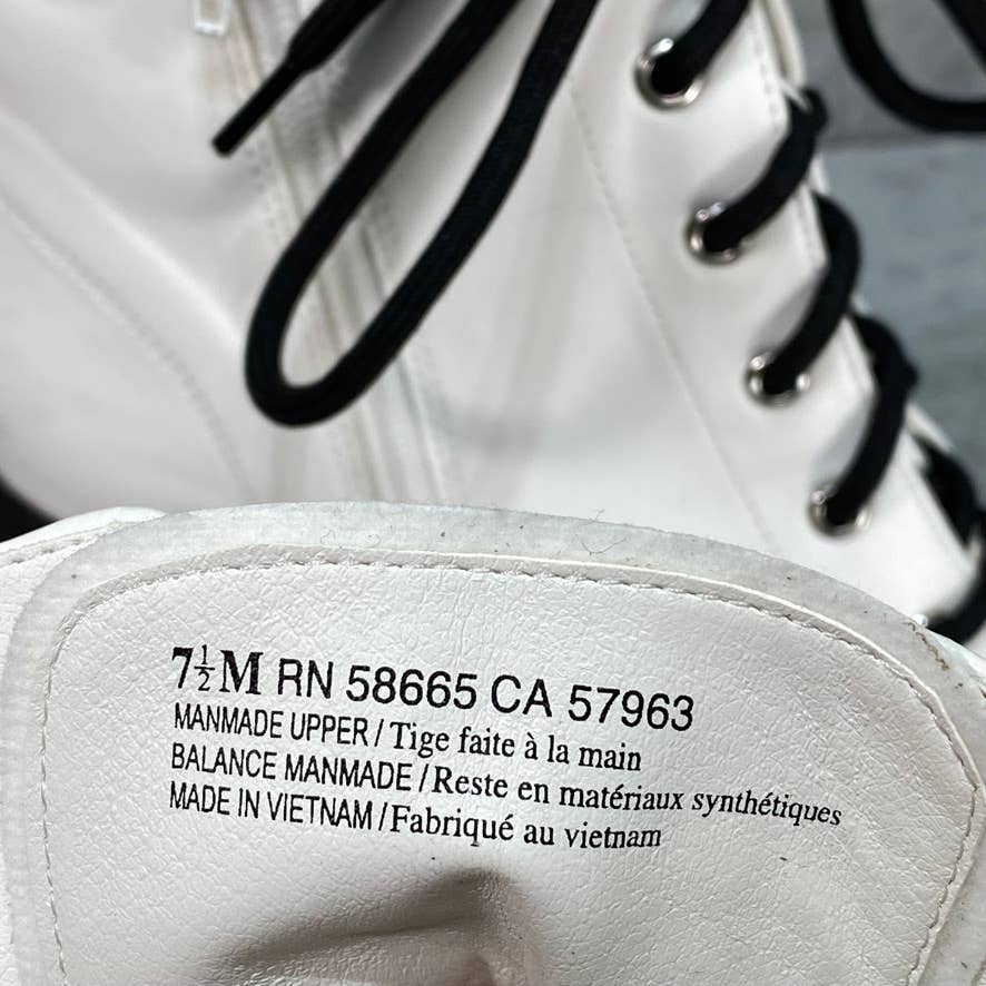 BP. White Taylor Block Heel Combat Boots SZ 7.5