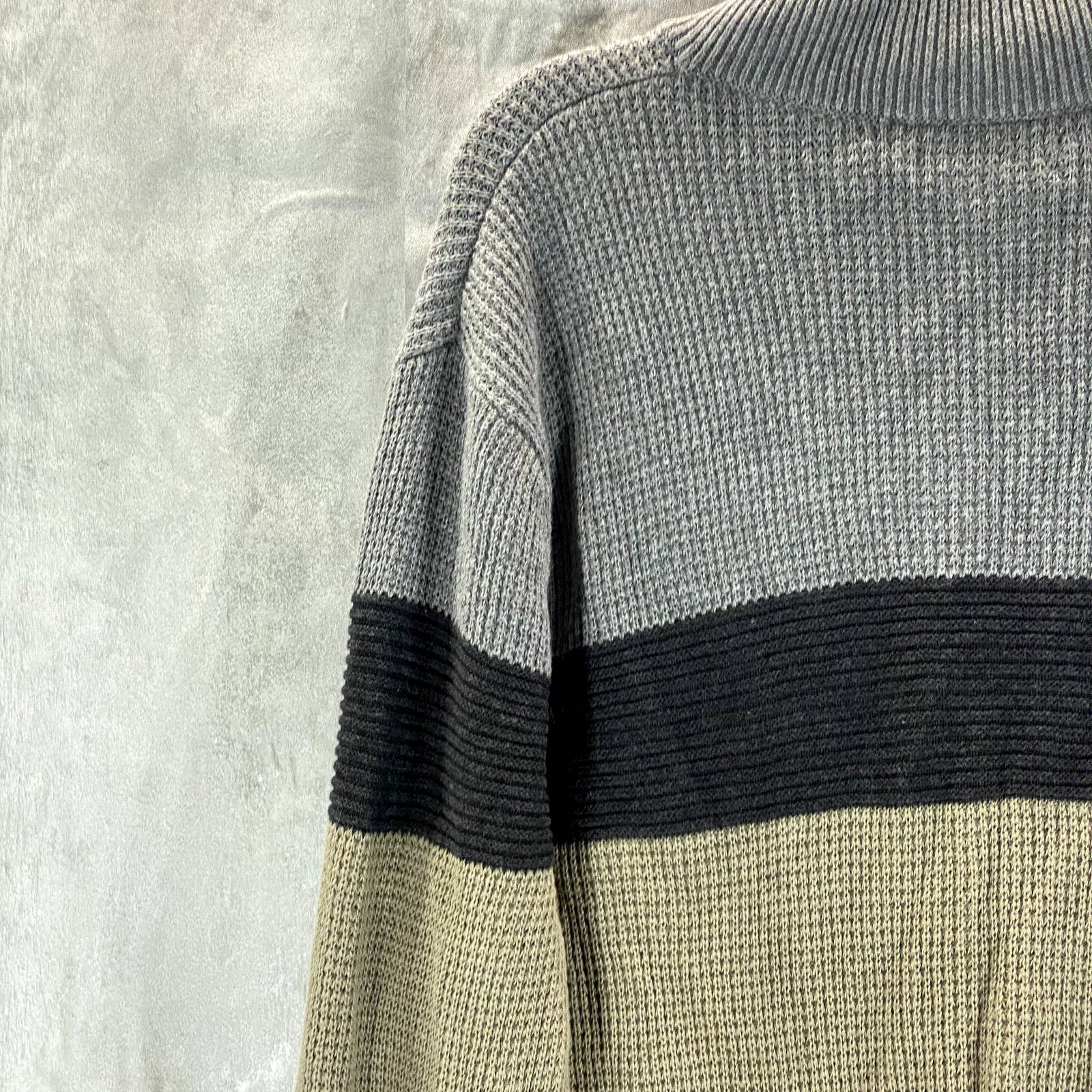 INC INTERNATIONAL Men's Green Tea Leaf Colorblocked Cotton Full-Zip Sweater SZ L