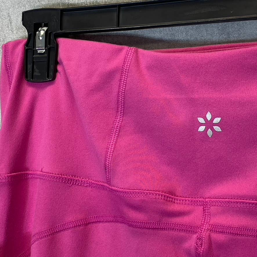 NINE WEST Women's Pink Beauty Crapped Zipper Hem Pull-On Stretch High-Waist Active Leggings SZ L