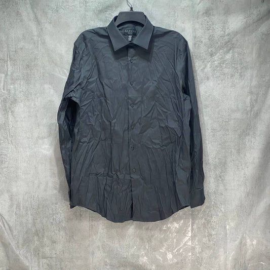 ALFANI Dark Grey Slim-Fit Stretch Solid Dress Shirt SZ L