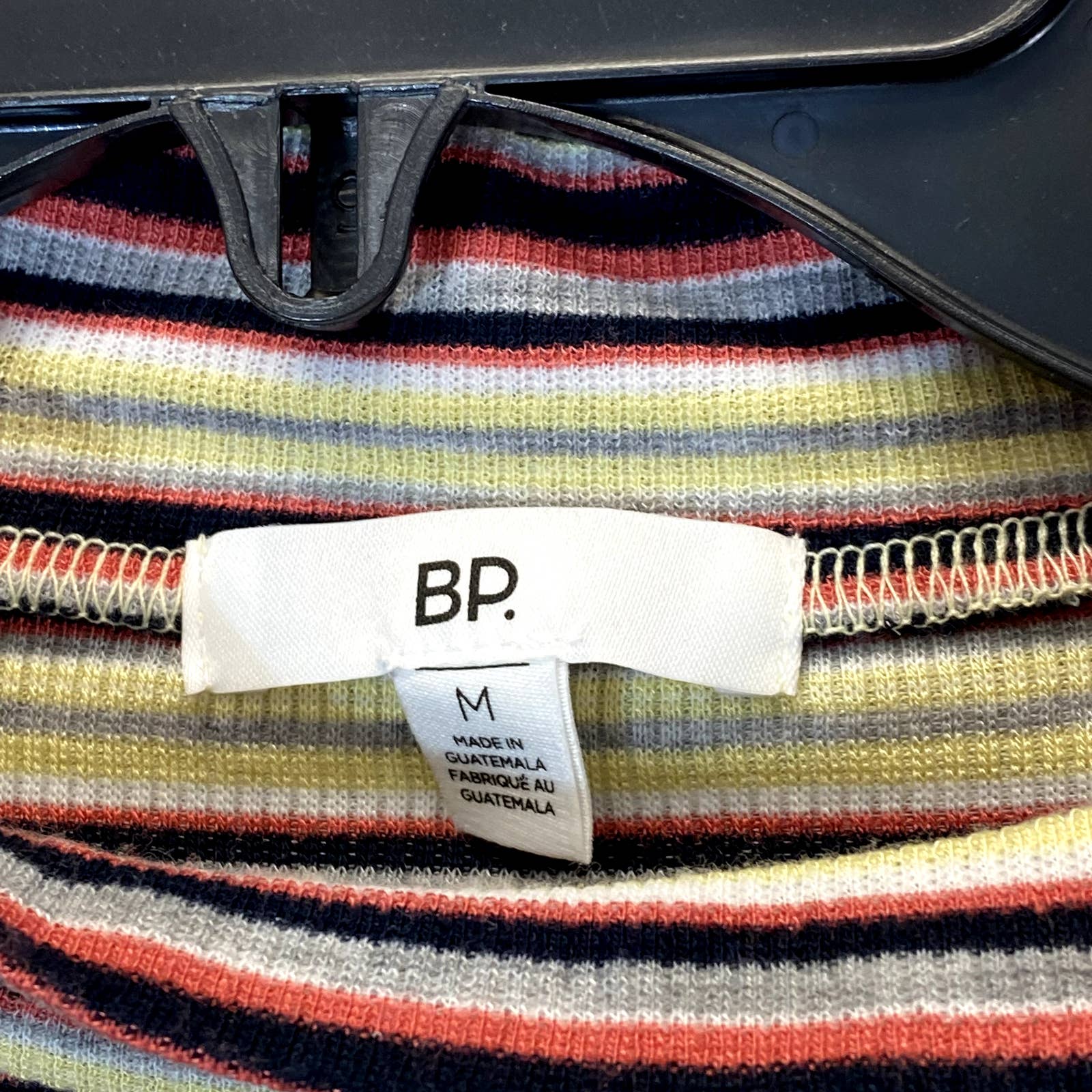 BP. Women's Yellow Multi Stripe Ribbed Mock Neck Long Sleeve Crop Top SZ M