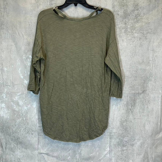 MATTY M Women's Olive Cutout Shoulder V-Neck 3/4 Sleeve Top SZ S