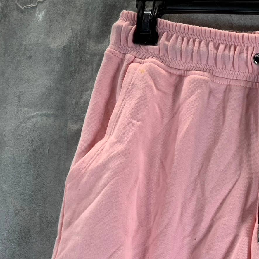 DKNY SPORT Women's Orchid Drawstring Metallic Logo Raw-Hem Pull-On Shorts SZ S