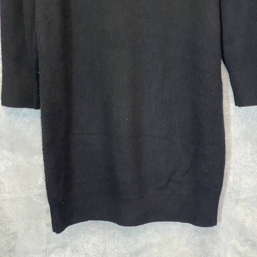 TREASURE & BOND Women's Solid Black Half-Zip Mock Neck Long Sleeve Sweater Dress SZ S