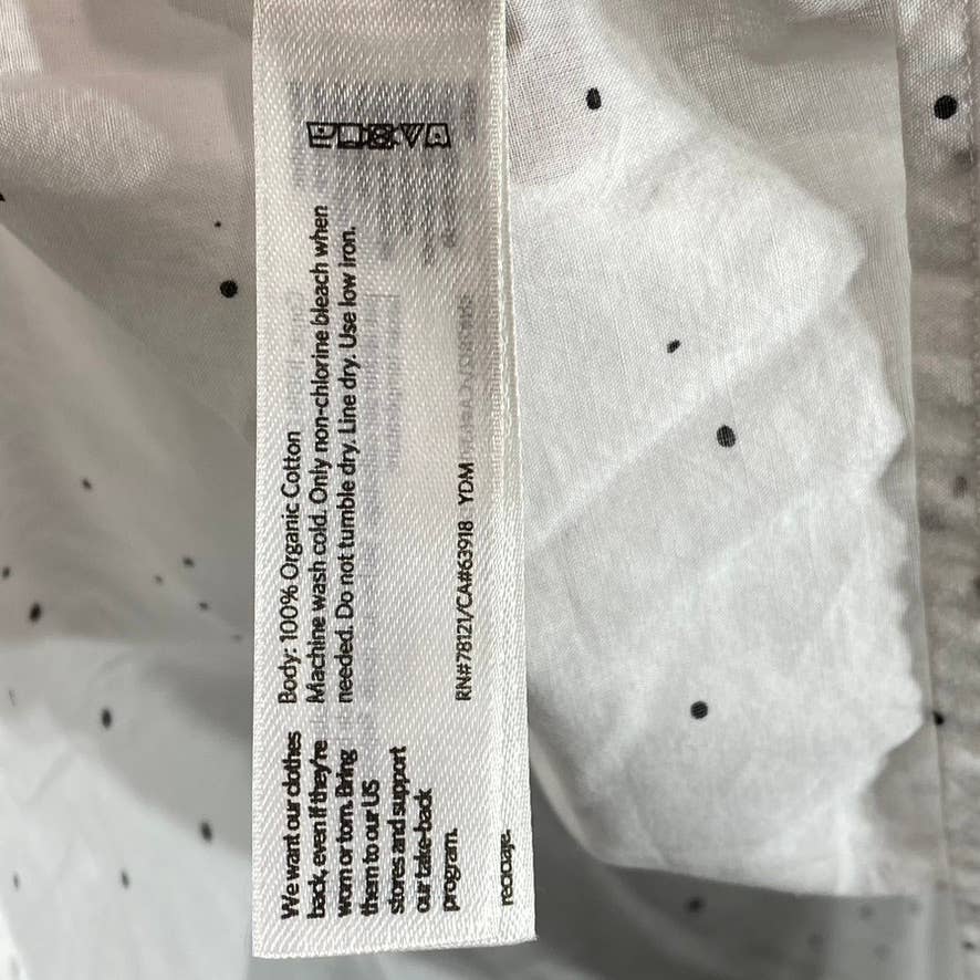 EILEEN FISHER Women's White Organic Cotton Voile Splatter Print Box-Top SZ S/M