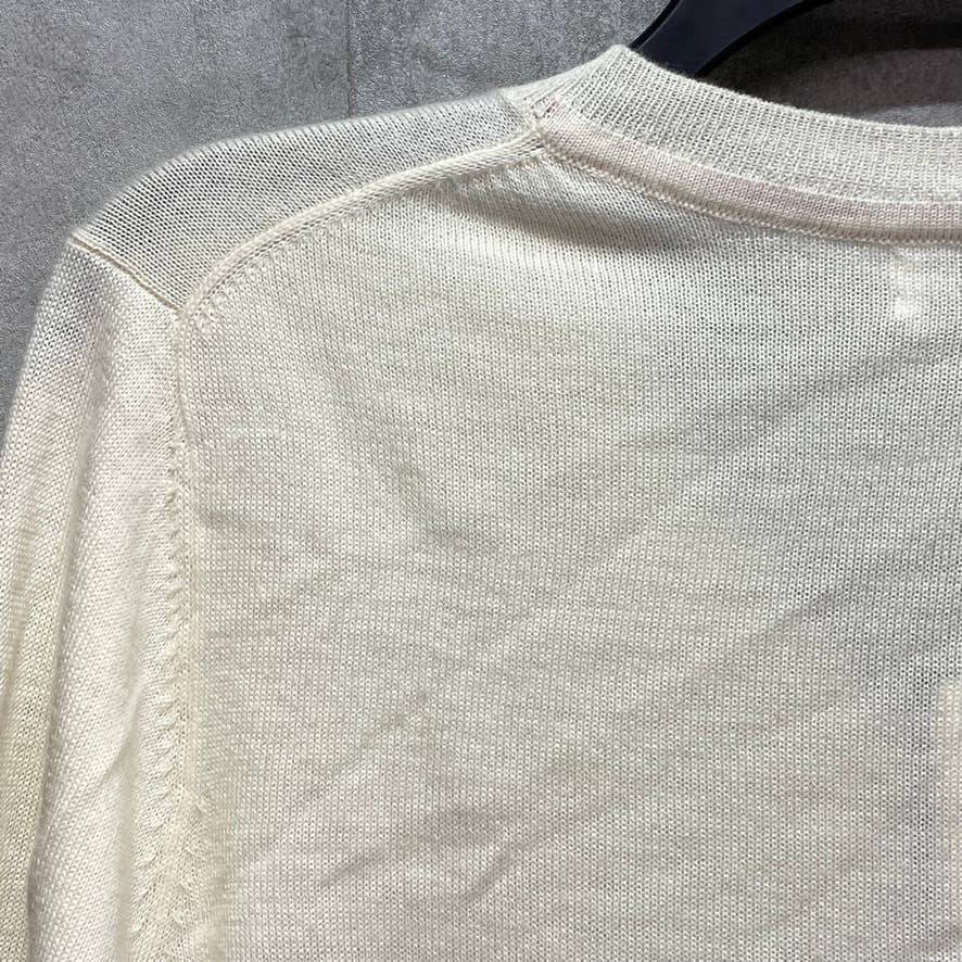 CHARTER CLUB Cloud Merino Wool Button-Cuff V-Neck Pullover Sweater SZ L