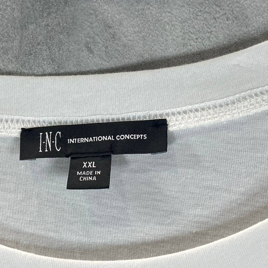 INC INTERNATIONAL Women's Bright White Crewneck Roll-Tab Oversized T-Shirt SZ2XL