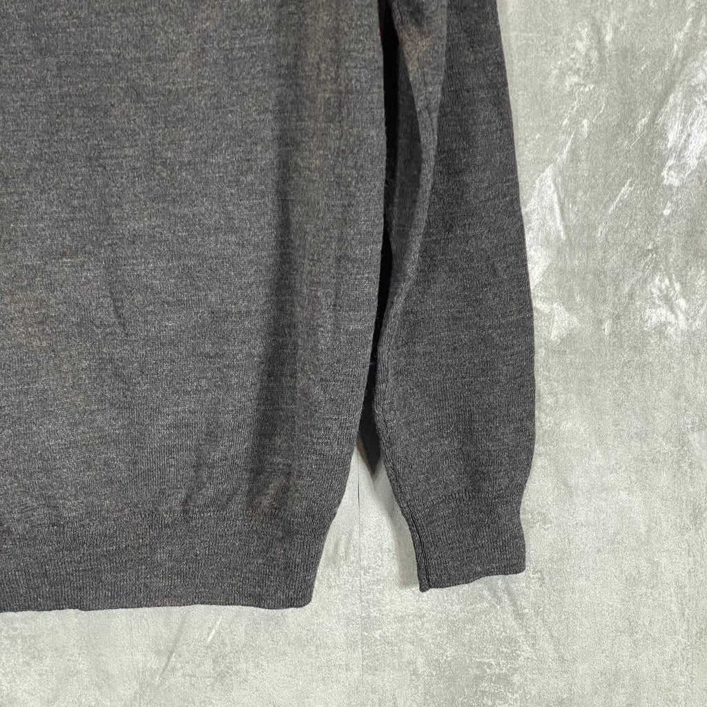 CLUB ROOM Men's Charcoal Solid Regular-Fit Merino Wool V-Neck Sweater SZ S