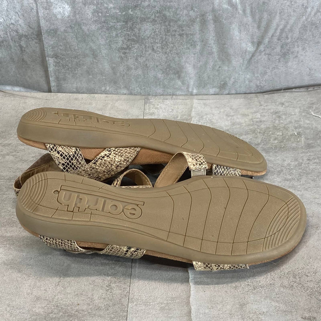 EARTH ORIGINS Women's Taupe Multi Snake Embossed Beck Casual Sandals SZ 11