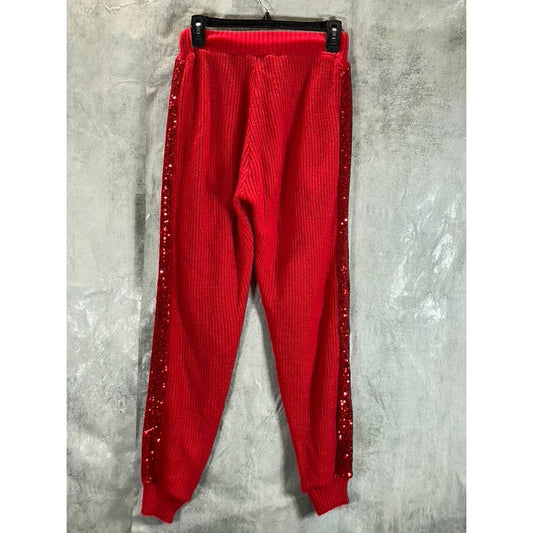 INC INTERNATIONAL CONCEPTS Red Sequin-Stripe Sweater-Knit Drawstring Jogger Pant