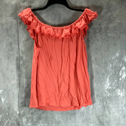 RILEY & RAE Women's Orange Ruffled Off-The-Shoulder Top SZ L