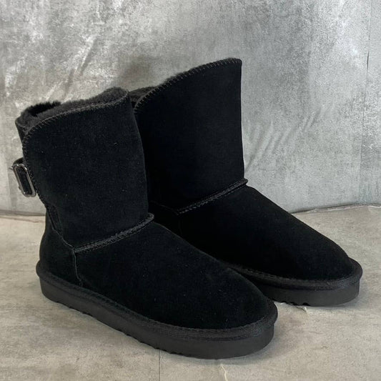 STYLE & CO Women's Black Teenyy Cold-Weather Faux-Fur Spilt-Shaft Boots SZ 5