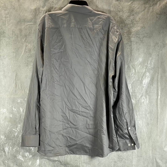 VAN HEUSEN Men's Grey Regular-Fit Stretch Button-Up Long-Sleeve Dress Shirt SZXL