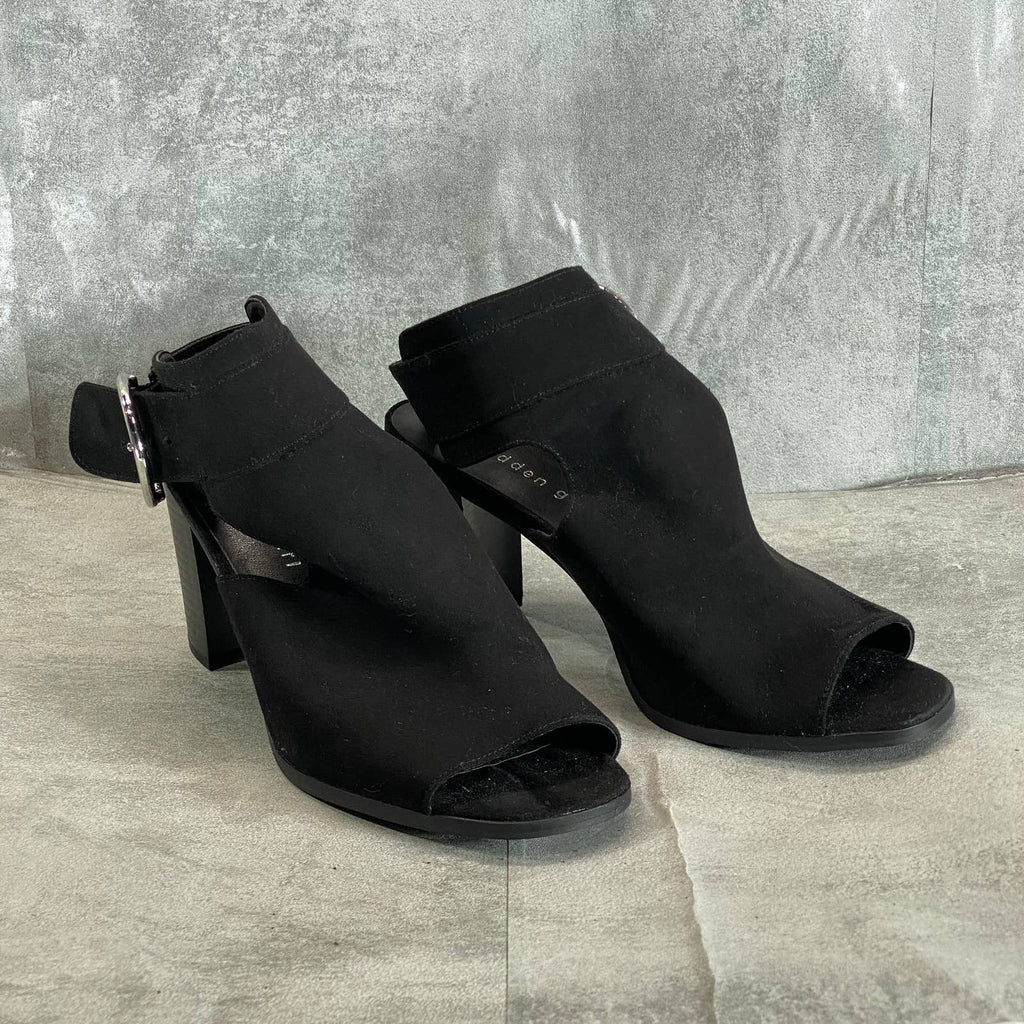 MADDEN GIRL Women's Black Darlynn City Peep-Toe Block-Heel Sandals SZ 8.5