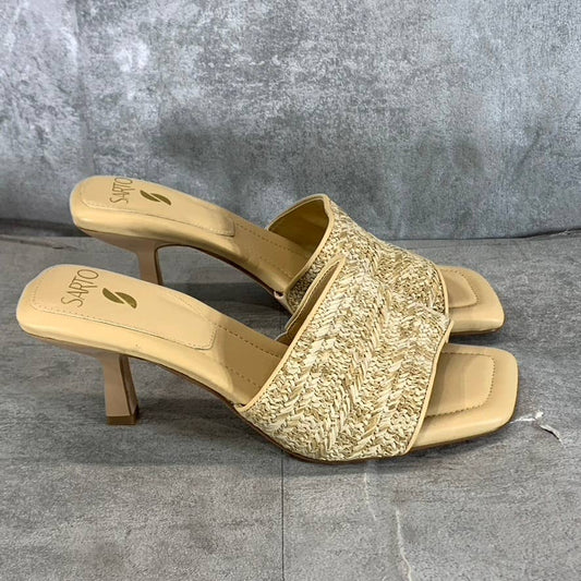 Sarto By Franco Sarto Women's Natural Fabric Betty-2 Square-Toe Sandals SZ 8.5